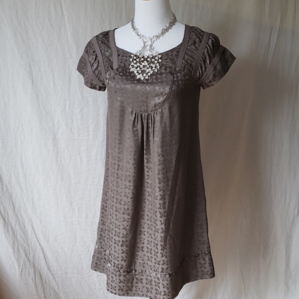 Love Moschino taupe silk mini baby doll dress